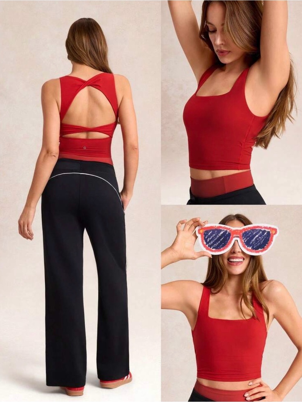 New GLOWMODE FeatherFit™ Twisted Open Back Crop Tank Sz L